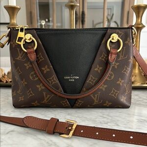 Louis Vuitton Brown and Black Crossbody Bag with Monogram Design